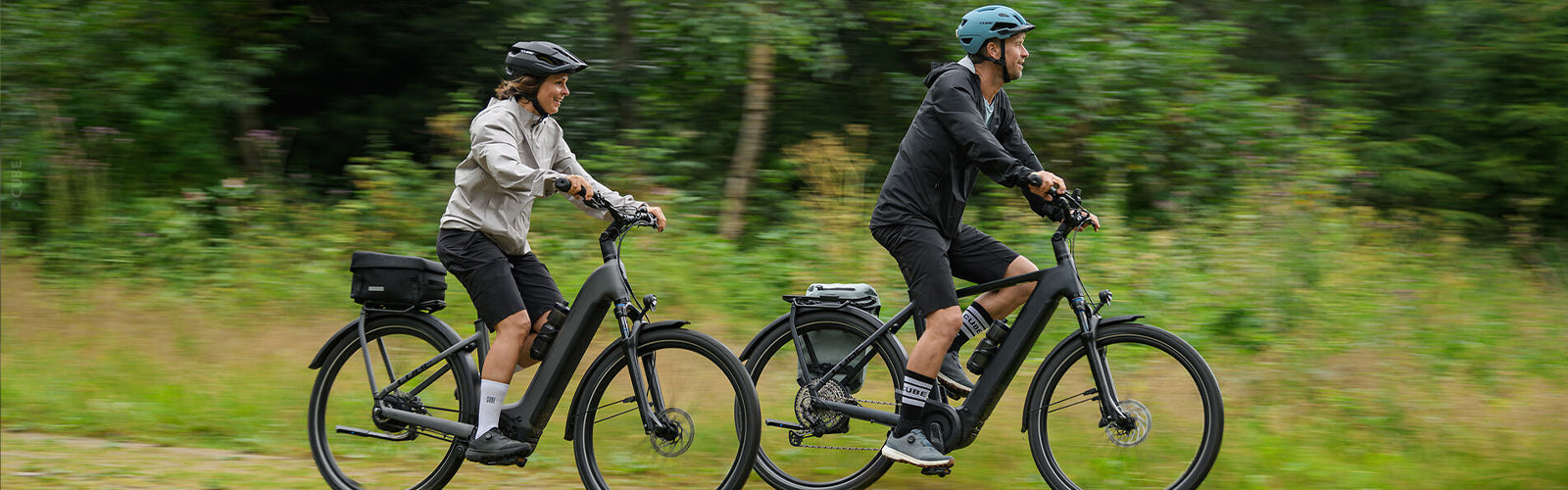Fahrradfahrer auf Cube E-Bikes
